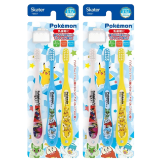 Skater 兒童牙刷 3~5歲, 寶可夢 黃色 + 藍色 + 白色, 3支, 2組