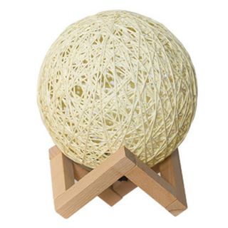 USB藤編造型小夜燈, 竹籐編織, USB插座, 實木底座, 溫馨明亮, 5段調光, 黃光