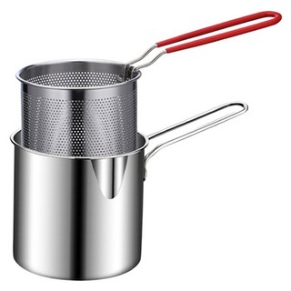 多用途304不鏽鋼煮麵油炸鍋, 加深鍋身設計省油不濺油, 快速瀝油, 1個