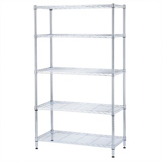 KI WISH 居家生活 銀色 輕型五層架 鐵/ABS/PP塑料 收納層架 整體耐重250 KG 層板高度自由調整, 1組, 90 x 35 x 180cm