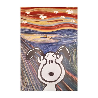 SNOOPY 史努比 大師鉅作A3海報, 吶喊 白色 + 黑色 + 藍色