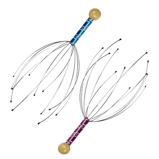 AHOYE 酥麻八爪頭部按摩器 頭皮舒壓按摩神器, 1組, 藍色 + 紫色