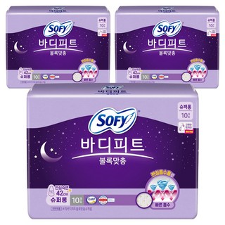 쏘피 바디피트 볼록맞춤 생리대 날개형, 슈퍼롱, 10개입, 3개