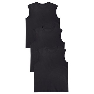 BASE ALPHA ESSENTIALS 透氣純棉無袖T恤 3件組, 黑色