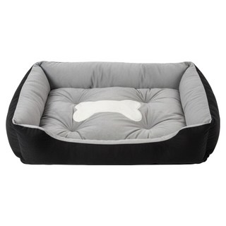 萌貝貝 四季通用 超柔軟加厚寵物床, 厚實棉花填充, 透氣保暖, 加高邊緣, 小(48 x 40 x 15cm), 灰色, 1個