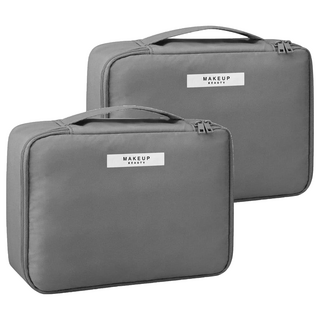 高顏質便攜式旅行化妝包, 灰色, 2個