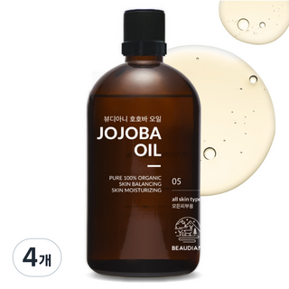 뷰디아니 오가닉 호호바 오일, 100ml, 4개