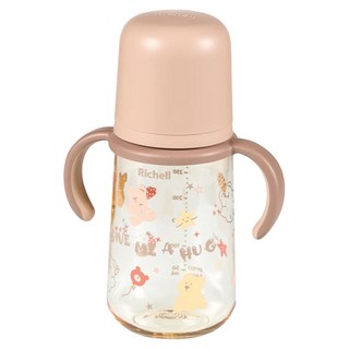 Richell 利其爾 HE PPSU寬口雙握哺乳奶瓶 300mL, 熊萌萌, 1個