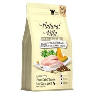 Natural Kitty 自然小貓 低碳無穀凍乾糧, 雞肉 + 火雞, 1.8kg, 1包