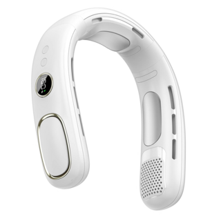 YUNMI 冰瓷半導體製冷掛脖風扇/數顯頸掛風扇/靜音懶人無葉風扇/戶外隨身電風扇, 白色, N90