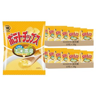 KOIKEYA 湖池屋 卡辣姆久平切洋芋片 北海道玉米濃湯口味, 28g, 20包