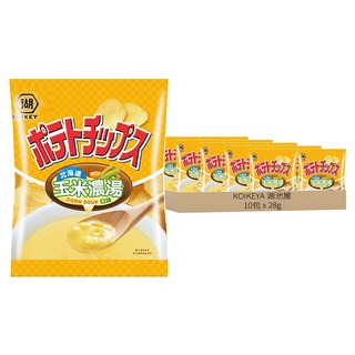 KOIKEYA 湖池屋 卡辣姆久平切洋芋片 北海道玉米濃湯口味 28g x 10包