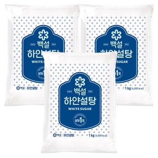 CJ BEKSUL 白雪 白砂糖, 1kg, 3個