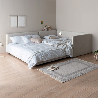 레이디가구 레브 기능성 패브릭 패밀리침대 볼드형SS+Q + 측면가드 + SS풋보드 방문설치, 모던그레이