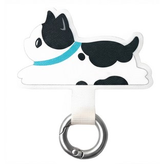 ekax 玩趣造型手機掛繩夾片 聚酯纖維 五金, 趴趴乳牛喵 白色, 1個