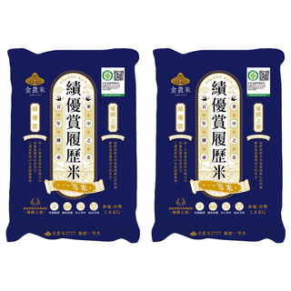 GOLDEN RICE 金農米 金農績優賞米 產銷履歷 台灣產, 1.8kg, 2包, 一等米