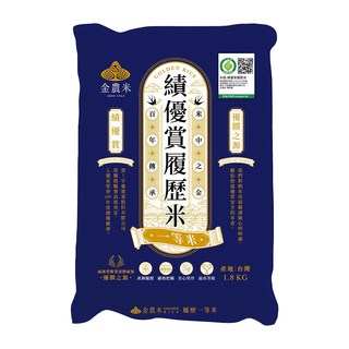 GOLDEN RICE 金農米 績優賞履歷米, 一等米, 1.8kg, 1包
