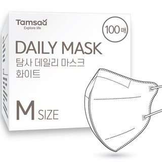 Tamsaa 韓國製日常鳥嘴型立體口罩 M號, 白色, 100片, 1盒