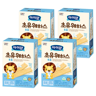 ILDONG 日東 Iyaam 藜麥威化餅 獨立包裝方便攜帶 12個月以上寶寶適用, 初乳牛奶, 36g, 4盒