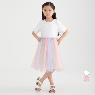 Lolly Tree 女童款素色短袖連身紗裙