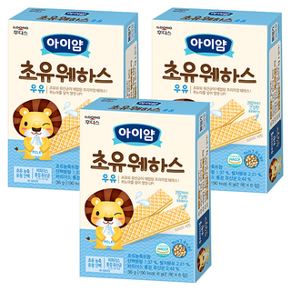 ILDONG 日東 Iyaam 藜麥威化餅 獨立包裝方便攜帶 12個月以上寶寶適用, 初乳牛奶, 36g, 3盒