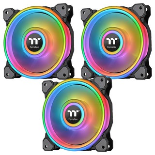 曜越 thermaltake Riing Quad 14 RGB 水冷排風扇三入組 CL-F089-PL14SW-A 黑色 高效散熱 絢麗燈效, 3個