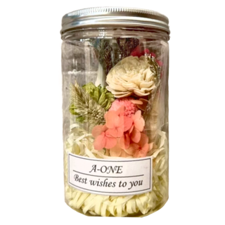 A-ONE 匯旺 白綠索拉玫瑰花粉色大球花繡球花永生花花罐, 多色