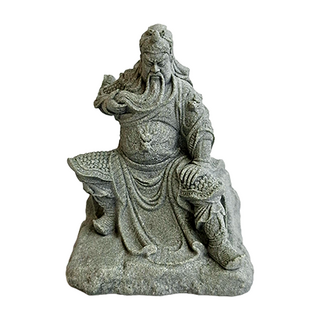 麟鳳呈祥 青砂石關聖帝君, 8.2 x 6.4 x 10.7cm