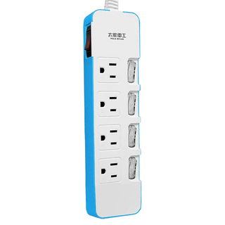 MAX STAR 太星電工 一發連動彩色五開四插電腦線 一鍵搞定電源管理 埋入式帶燈節能開關, 1.8m, 1個