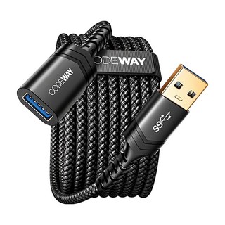 CODEWAY USB 3.0 5Gbps 公對母 高速傳輸延長線, 5m, 黑色, 1條
