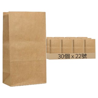 素簡無印 牛皮平口抱袋 22*12*37cm 30入裝 實用贈禮包材, 牛皮紙棕色, 1組