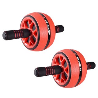 LEADER X 進階核心訓練健腹輪 附跪墊 靜音耐磨 滾輪, 紅色, 單一型號