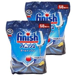 finish 餐具小紅球清潔錠 All in one 洗碗機專用 58顆, 1.044kg, 2袋