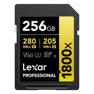 Lexar 雷克沙 Professional 1800x V60 SDXC UHS-II 記憶卡, 256GB, 1個