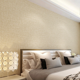 WA. WALL ART 亞麻布紋壁貼 日式防水壁紙 PVC材質, 卡其色