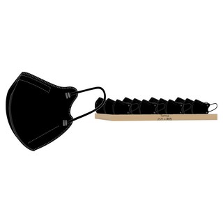 Tamsaa 日用立體口罩 L大型 KF94, 黑色, 25片, 1包