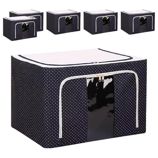 衣物摺疊收納箱, 藍點, 6個