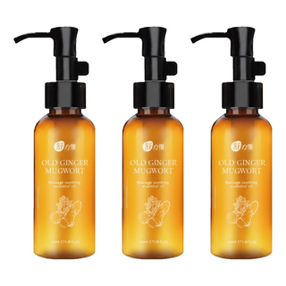 舒力優老薑艾草溫感按摩油-溫熱舒緩、草本精華、按摩放鬆, 100ml, 3瓶