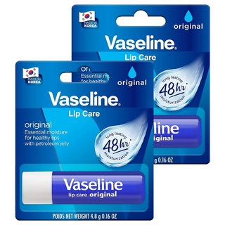 Vaseline 凡士林 護唇膏 經典原味 提供高效潤澤 持久保濕 修護唇部 恢復柔嫩光澤, 原味無香, 4.8g, 2支