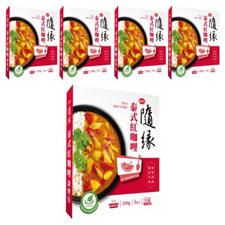 味丹 隨緣 泰式紅咖哩調理包 全素, 200g, 5盒