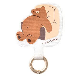 ekax 玩趣造型手機掛繩夾片 聚酯纖維 五金, 沙發熊 棕色, 1個