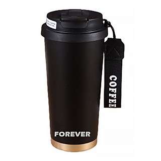FOREVER 316不鏽鋼杯陶瓷塗層雙飲蓋咖啡保溫杯, 黑色, 530ml, 1個
