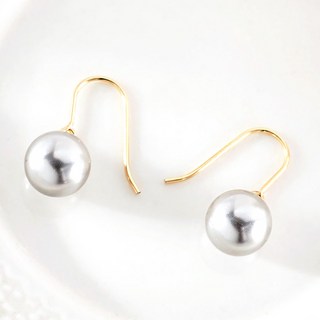noid-b 女款14K黃金女款珍珠耳環 鈎型 10mm 2個