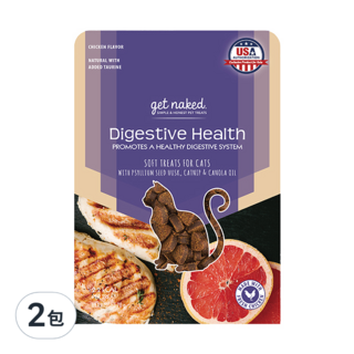 get naked 健納緹 頂級腸胃保健化毛軟點心（貓咪專用）,雞肉口味, 含車前子殼，貓薄荷和菜籽油, 腸胃保健, 70g, 2包