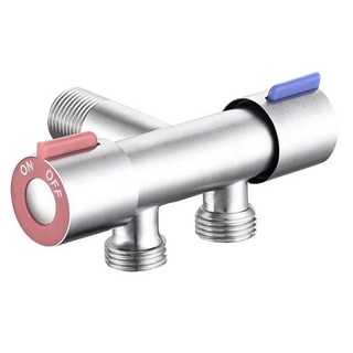 神崎家居 304不鏽鋼一進二出雙控三通角閥 陶瓷閥芯 耐高溫 雙把獨立開關, 1個