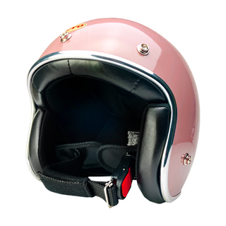 EVO 精裝銀邊款復古騎士安全帽 附冰絲面罩 顏色隨機, 法國粉