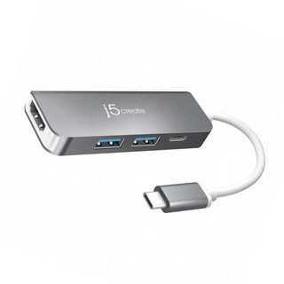 j5create 凱捷國際 USB-C 5合1擴充集線器 JCD371, 灰色, 1個