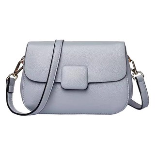 頭層牛皮女士素色肩背包 LB1030, 珍珠藍