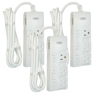 MAX STAR 太星電工 蓋安全四開三插滑蓋電腦線 台灣製造, 2.7m, 白色, 3條