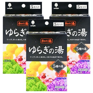 novopin 和的湯入浴劑, 5包入, 柚子/草莓牛奶/櫻花/薰衣草/森林香, 125g, 3盒